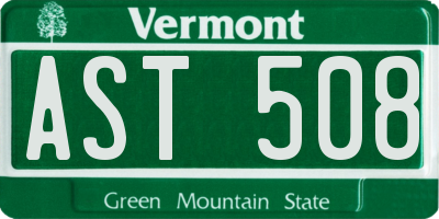 VT license plate AST508