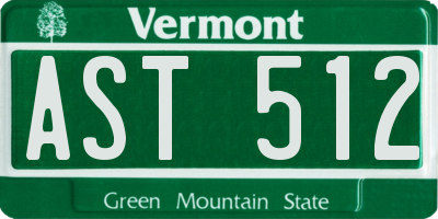 VT license plate AST512