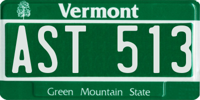 VT license plate AST513