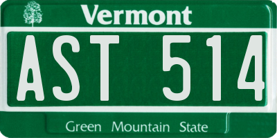 VT license plate AST514