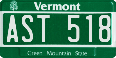 VT license plate AST518