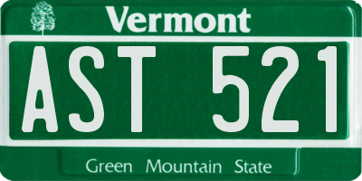 VT license plate AST521