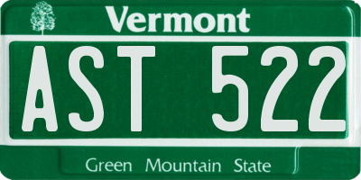 VT license plate AST522