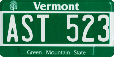 VT license plate AST523