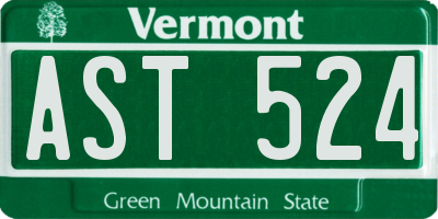 VT license plate AST524