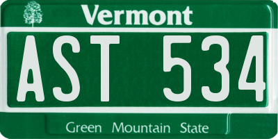 VT license plate AST534