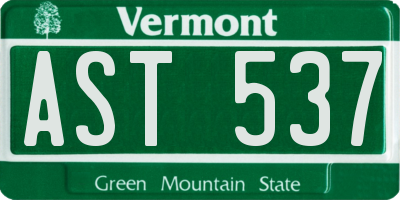 VT license plate AST537