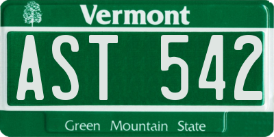 VT license plate AST542