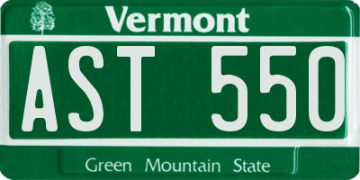 VT license plate AST550
