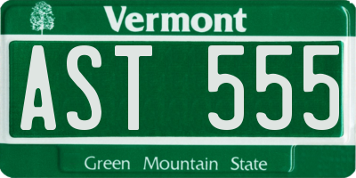 VT license plate AST555