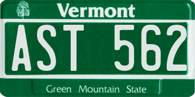 VT license plate AST562