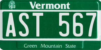 VT license plate AST567