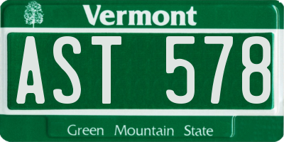 VT license plate AST578