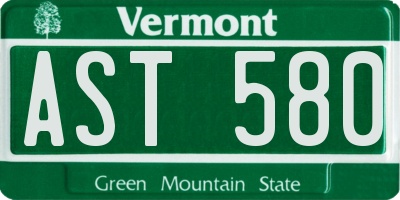 VT license plate AST580