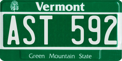 VT license plate AST592