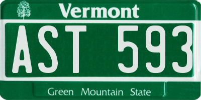 VT license plate AST593