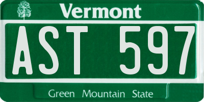 VT license plate AST597