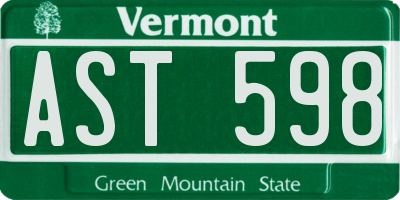 VT license plate AST598