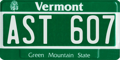 VT license plate AST607