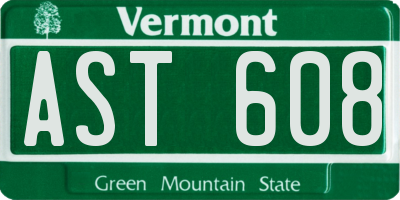 VT license plate AST608