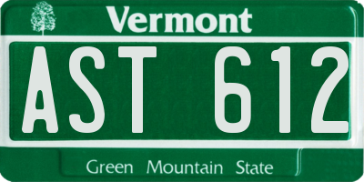 VT license plate AST612