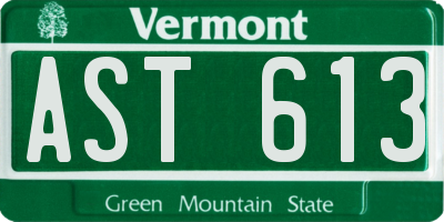 VT license plate AST613