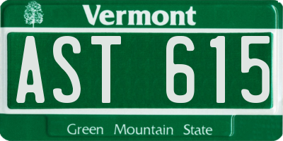 VT license plate AST615