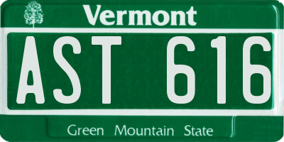 VT license plate AST616