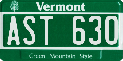 VT license plate AST630