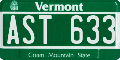 VT license plate AST633