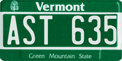 VT license plate AST635