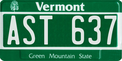 VT license plate AST637