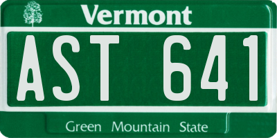 VT license plate AST641