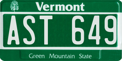 VT license plate AST649