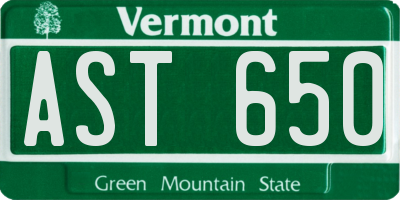 VT license plate AST650