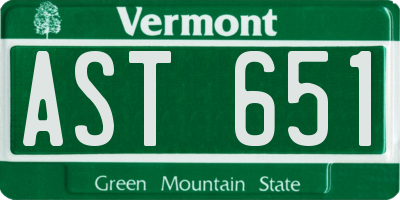 VT license plate AST651