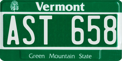 VT license plate AST658