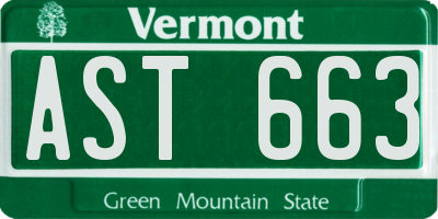 VT license plate AST663