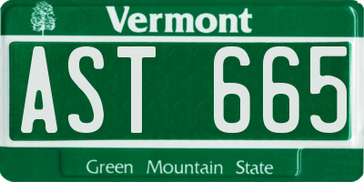 VT license plate AST665