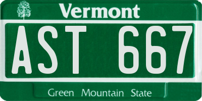 VT license plate AST667