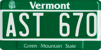 VT license plate AST670