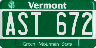 VT license plate AST672