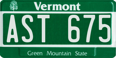 VT license plate AST675