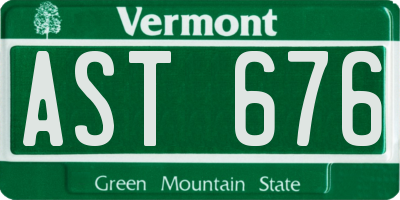 VT license plate AST676