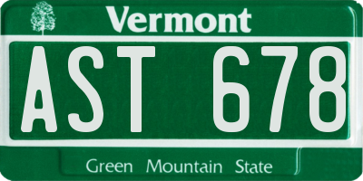 VT license plate AST678