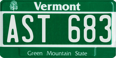 VT license plate AST683
