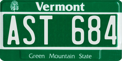 VT license plate AST684