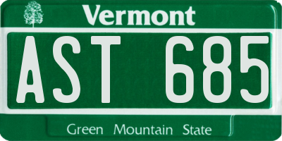 VT license plate AST685