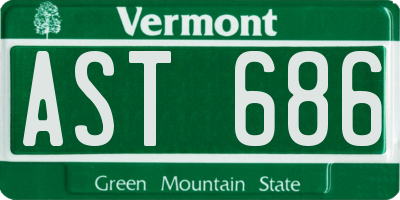 VT license plate AST686
