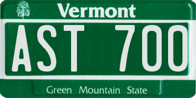 VT license plate AST700